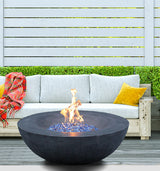 42 Inch Outdoor Concrete Propane gas Fire Pit bowl in Dark Gray color - V.I.P Digital Presence