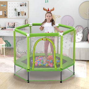 55'' Toddlers Trampoline with Safety Enclosure Net and Balls, Indoor Outdoor Mini Trampoline for Kids - V.I.P Digital Presence