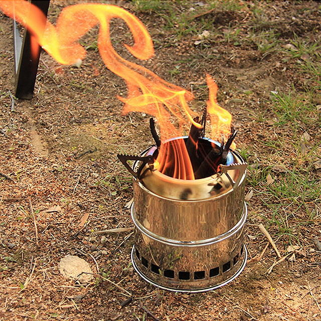Outdoor Firewood Stove Stainless Steel Barbecue Grill Wood Charcoal Solid Alcohol Heater Warming Furnace - V.I.P Digital Presence