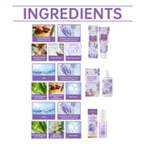 Set de fragancia calmante corporal de lavanda. Set de cuidado de la piel hidratante suave.