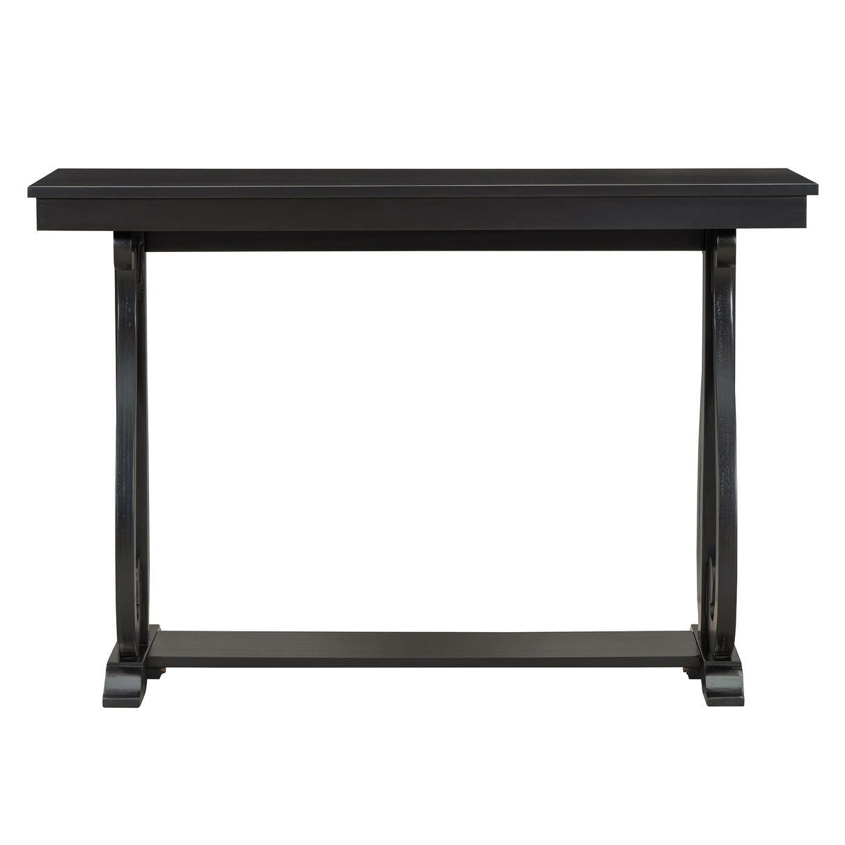 48-Inch Rustic Vintage Console Table --- Farmhouse Style Entryway Table with Open Shelf and Sturdy Construction (Black) - V.I.P Digital Presence