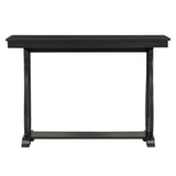 48-Inch Rustic Vintage Console Table --- Farmhouse Style Entryway Table with Open Shelf and Sturdy Construction (Black) - V.I.P Digital Presence