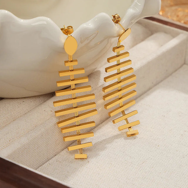 Titanium Steel Fishbone Shape Earrings - V.I.P Digital Presence
