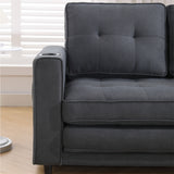 Three in one soft cushion cushion cushion sofa, folding mattress sofa bed, with side pockets and cup holder, dark gray - V.I.P Digital Presence