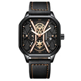 POEDAGAR Fashion Men Luxury Wristwatches Chronograph Luminous Waterproof Date Man Watch Square Dial Leather Quartz Men's Watches - V.I.P Digital Presence