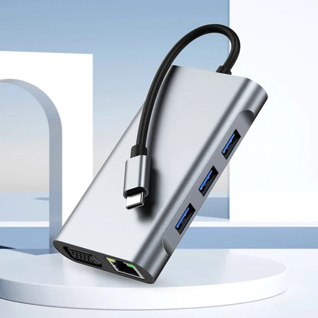 Cross border 8-in-1 docking station network card MST multi screen display suitable for Apple Huawei computer type-c docking station - V.I.P Digital Presence