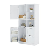 Bathroom storage cabinet with doors and drawers, multiple storage spaces, independent, open adjustable shelves, white - V.I.P Digital Presence