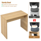 Vanity Desk Set Stool & Dressing Table with LED Lighting Mirror Drawer and Wood Cosmetic Table Chest of Drawers Nature Color - V.I.P Digital Presence