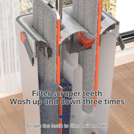 A 33cm Home Floor Cleaning Set: Hand Free Flat Mop & Bucket, 360° Rotating, Washable Microfiber, Lazy Cleaning Tool. - V.I.P Digital Presence