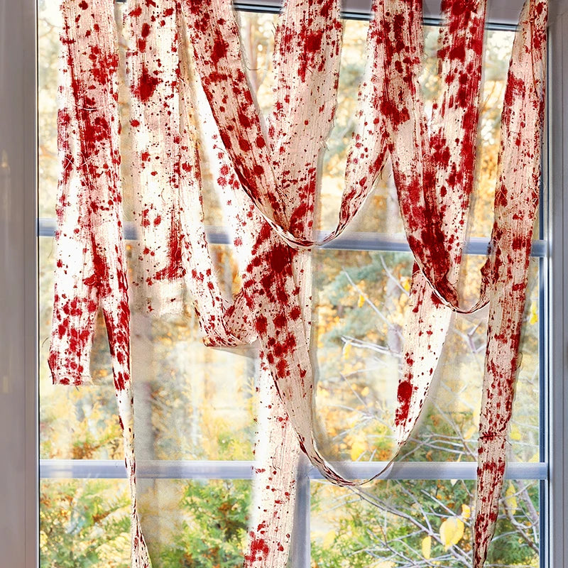3m Halloween Bloody Cloth Strips Blood Gauze Bandage Haunted House Warning Isolation Belt Home Horror Party Scene Decor Props - V.I.P Digital Presence