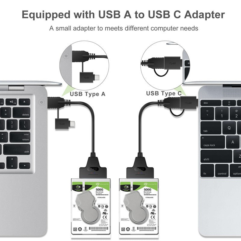 USB 3.0 USB C to SATA Easy Drive Cable Hard Disk Adapter Cable 2-in-1 Easy Drive Cable 50CM - V.I.P Digital Presence