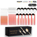 Cutlery Set Stainless Steel Knife Fork Set 24-Piece Tableware Set Golden Steak Knife Fork Spoon 6-Person Set - V.I.P Digital Presence