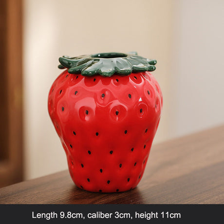 Strawberry ceramic vase, flower arrangement, living room home decoration ornament, hydroponic flower pot, high-end and high aest - V.I.P Digital Presence