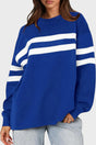 Lovelet Striped Round Neck Dropped Shoulder Sweatshirt - V.I.P Digital Presence