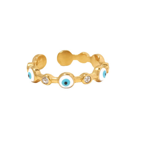 18K gold-plated stainless steel devil eye open ring Fashionable and versatile titanium steel ring for women - V.I.P Digital Presence