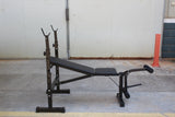 Banco de pesas olímpico con set de press de banca con soporte para sentadillas y banco para entrenamiento de cuerpo completo en el gimnasio en casa