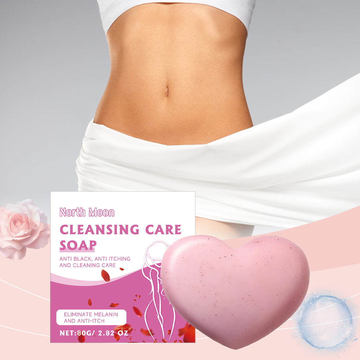Jabón limpiador para el cuerpo femenino, jabón de baño, limpiador de poros, hidratante, calmante y humectante.