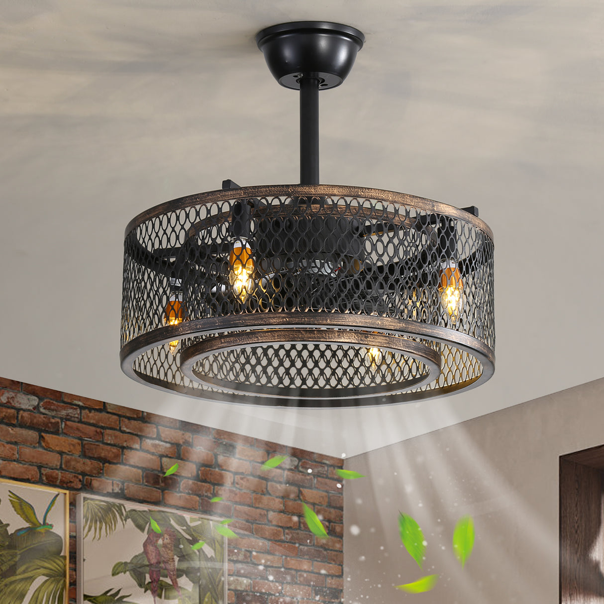 20 inch Caged Ceiling Fan with Lights - V.I.P Digital Presence