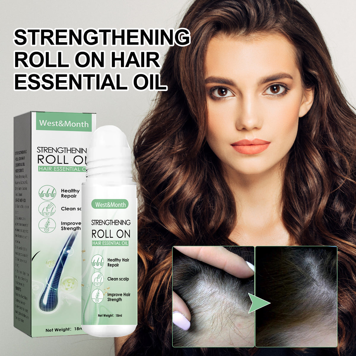 Strengthening Roll On Hair Essential Oil, Scalp Massage Moisturizing Hair Roots Thickening Hair Care Ball Essential Oil - V.I.P Digital Presence