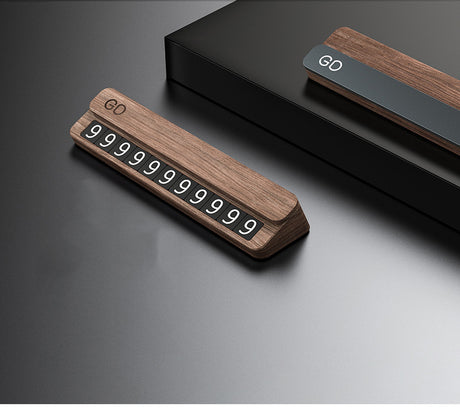 Car Parking Card High Temperature Resistant Mobile Phone Number Plate Walnut Simple Parking Card - V.I.P Digital Presence