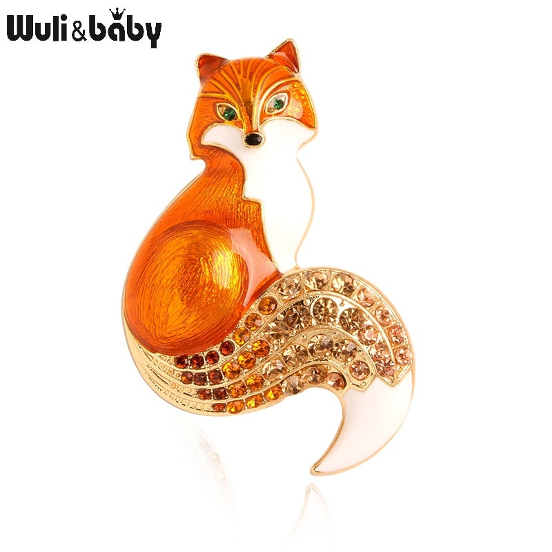 Wuli&baby Rhinestone Enamel Fox Brooches For Women Animal Party Causal Brooch Pins Gifts - V.I.P Digital Presence
