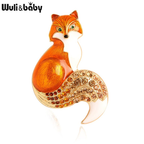 Wuli&baby Rhinestone Enamel Fox Brooches For Women Animal Party Causal Brooch Pins Gifts - V.I.P Digital Presence