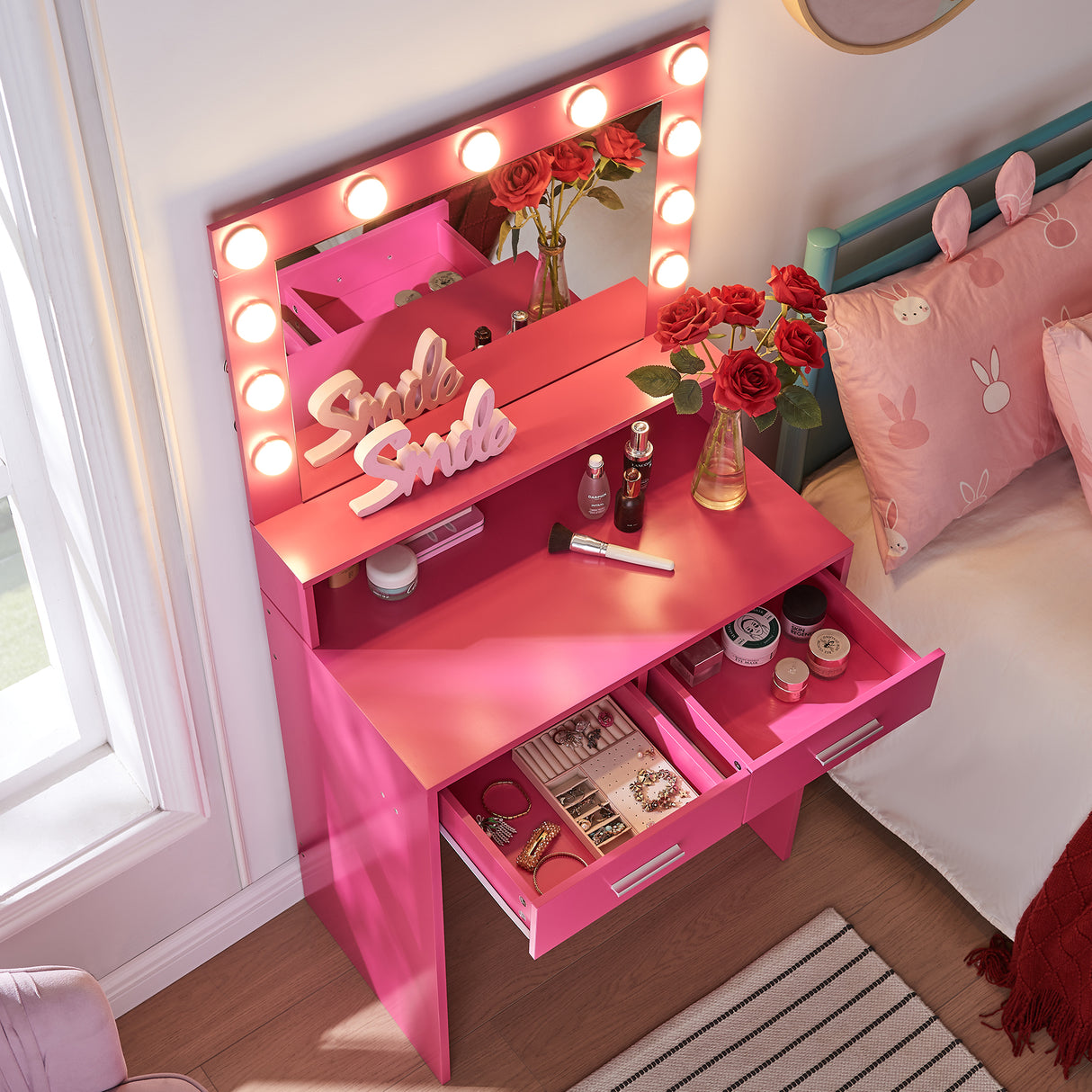 Makeup Vanity Desk with Mirror & Light - V.I.P Digital Presence