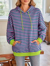 Loose casual striped hooded sweatshirt - V.I.P Digital Presence