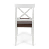 Roshan Farmhouse Acacia Wood Dining Chairs, White / Walnut (Set of 2) - V.I.P Digital Presence