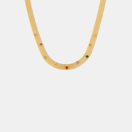Geometric Colorful Zircon Necklace Titanium Steel PVD Plated Non Fading Jewelry - V.I.P Digital Presence