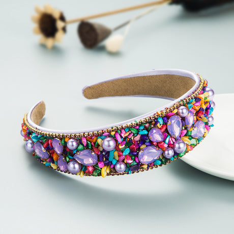 Personalized Design Colorful Turquoise Diamond Inlaid Wide Edge Fabric Candy Colored Headband Temperament Headwear - V.I.P Digital Presence