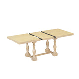 Traditional 6-Piece 78inch Trestle Extendable Dining Table Set with One 18inch Removable Leaf Padded Dining Chairs Bench,Natural - V.I.P Digital Presence
