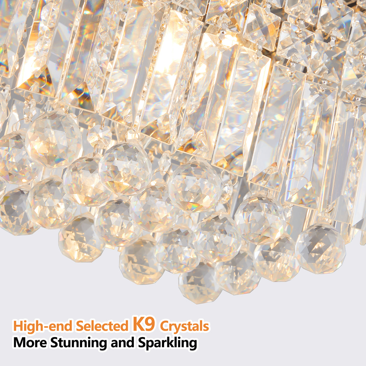 Modern Crystal Chandelier for Dining Room 8-Light White Rectangle Raindrop L39.4'' x W9.8'' x H8.7'(Bulb Not Included) - V.I.P Digital Presence