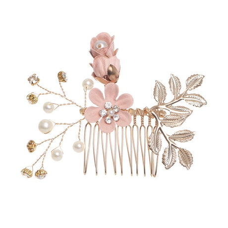 Luxury Blue Flower Hair Combs Headdress Prom Bridal Wedding Hair Accessories Gold Leaves Hair Jewelry Hair Pins - V.I.P Digital Presence