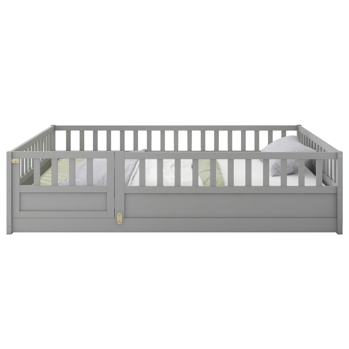 Full size floor bed, children's floor bed frame, Montessori wood floor bed, support Flat noodles gray - V.I.P Digital Presence