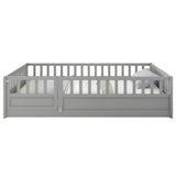 Full size floor bed, children's floor bed frame, Montessori wood floor bed, support Flat noodles gray - V.I.P Digital Presence