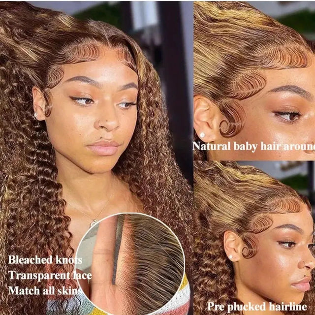 Lace Wigs 13x4 HD Transparent Water Wave Frontal Wigs Highlight Honey Blonde Water Wave Lace Wig - V.I.P Digital Presence