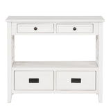 36'' Farmhouse Pine Wood Console Table Entry Sofa Table with 4 Drawers & 1 Storage Shelf (Antique White) - V.I.P Digital Presence