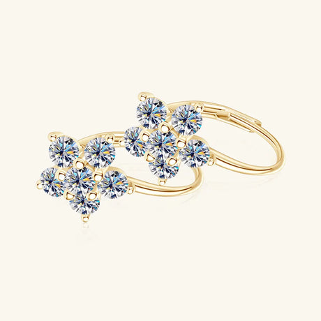 1.2 Carat 925 Sterling Silver Moissanite Flower Huggie Earrings - V.I.P Digital Presence