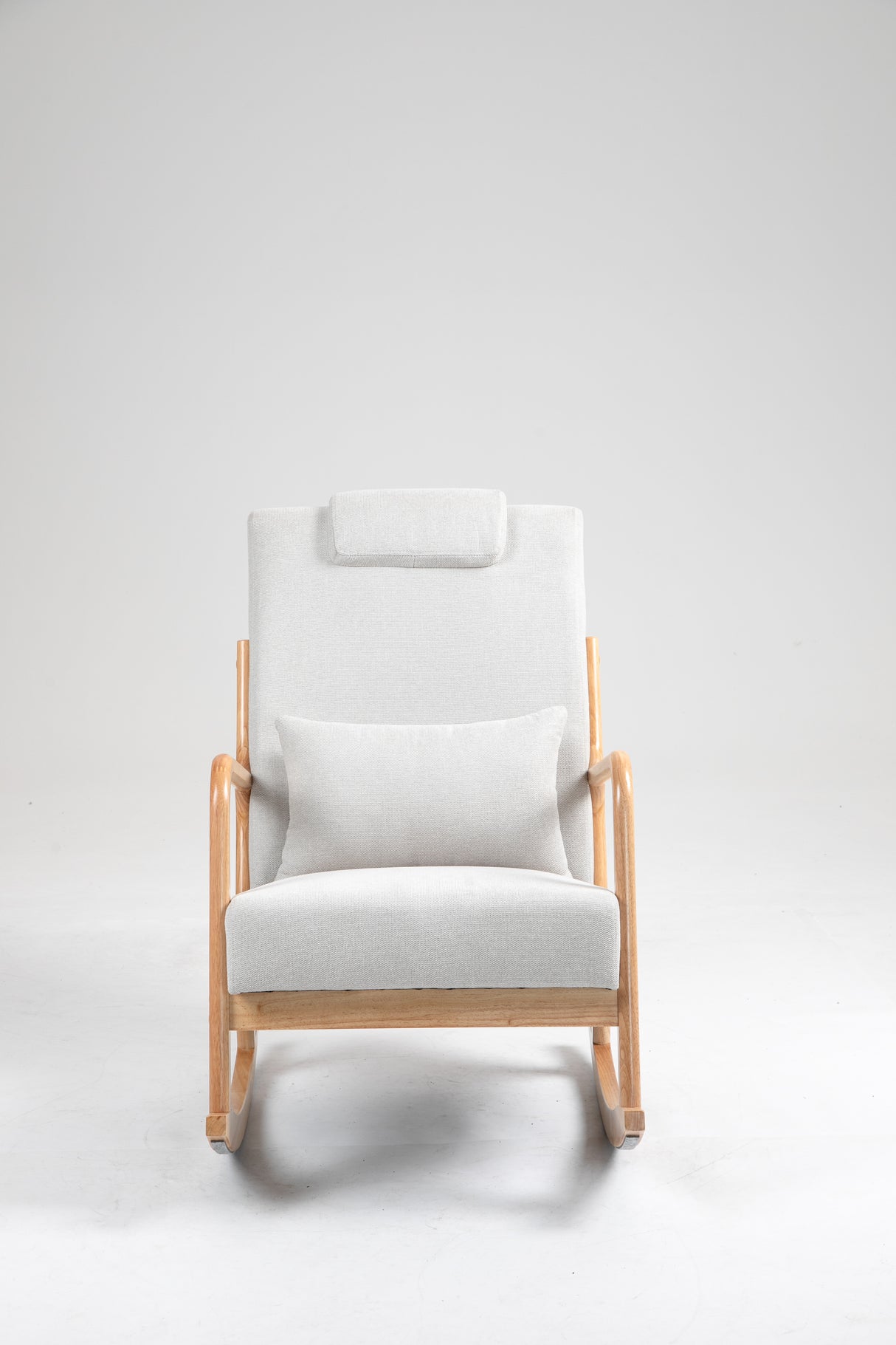 Rocking Chair Upholstered Fabric Rocking Armchair Indoor with High Backrest Glider Chairs and Lumbar Pillow for Living Room - V.I.P Digital Presence