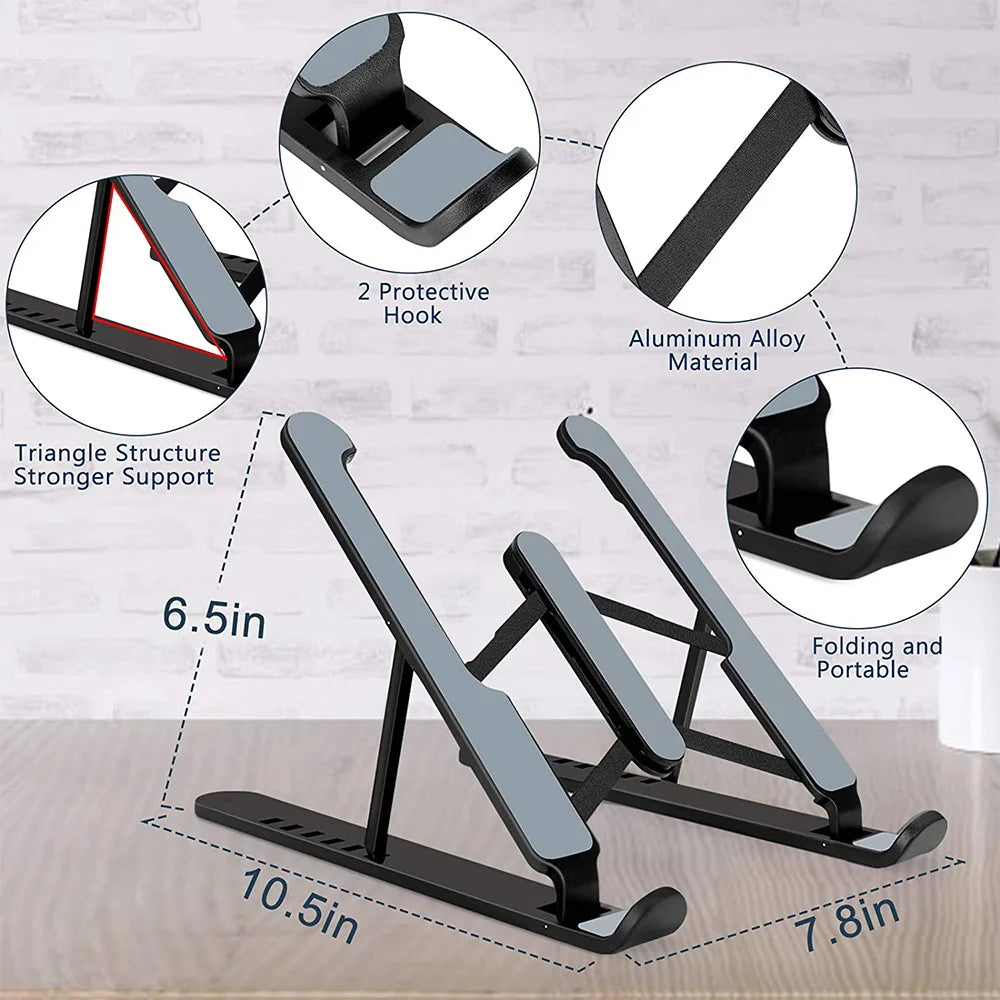 Universal Laptop Stand Adjustable Notebook Holder for Macbook Non-slip Foldable Cooling Base Bracket for Laptop/Tablet/phone - V.I.P Digital Presence