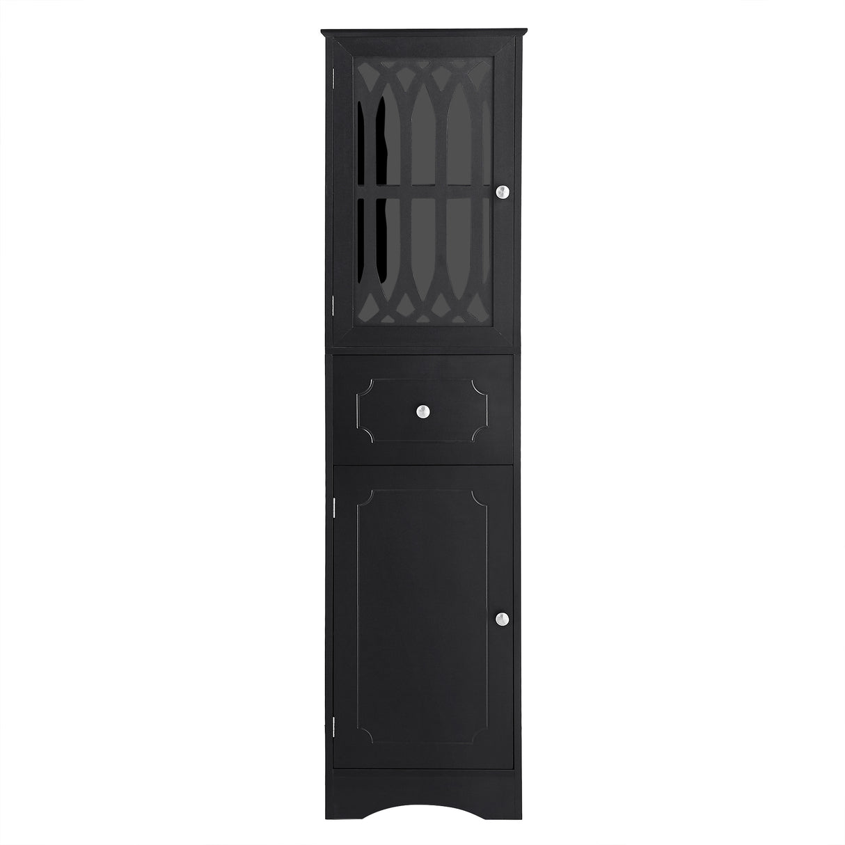 Tall Bathroom Cabinet, Freestanding Storage Cabinet with Drawer and Doors, MDF Board, Acrylic Door, Adjustable Shelf, Black - V.I.P Digital Presence