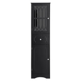 Tall Bathroom Cabinet, Freestanding Storage Cabinet with Drawer and Doors, MDF Board, Acrylic Door, Adjustable Shelf, Black - V.I.P Digital Presence