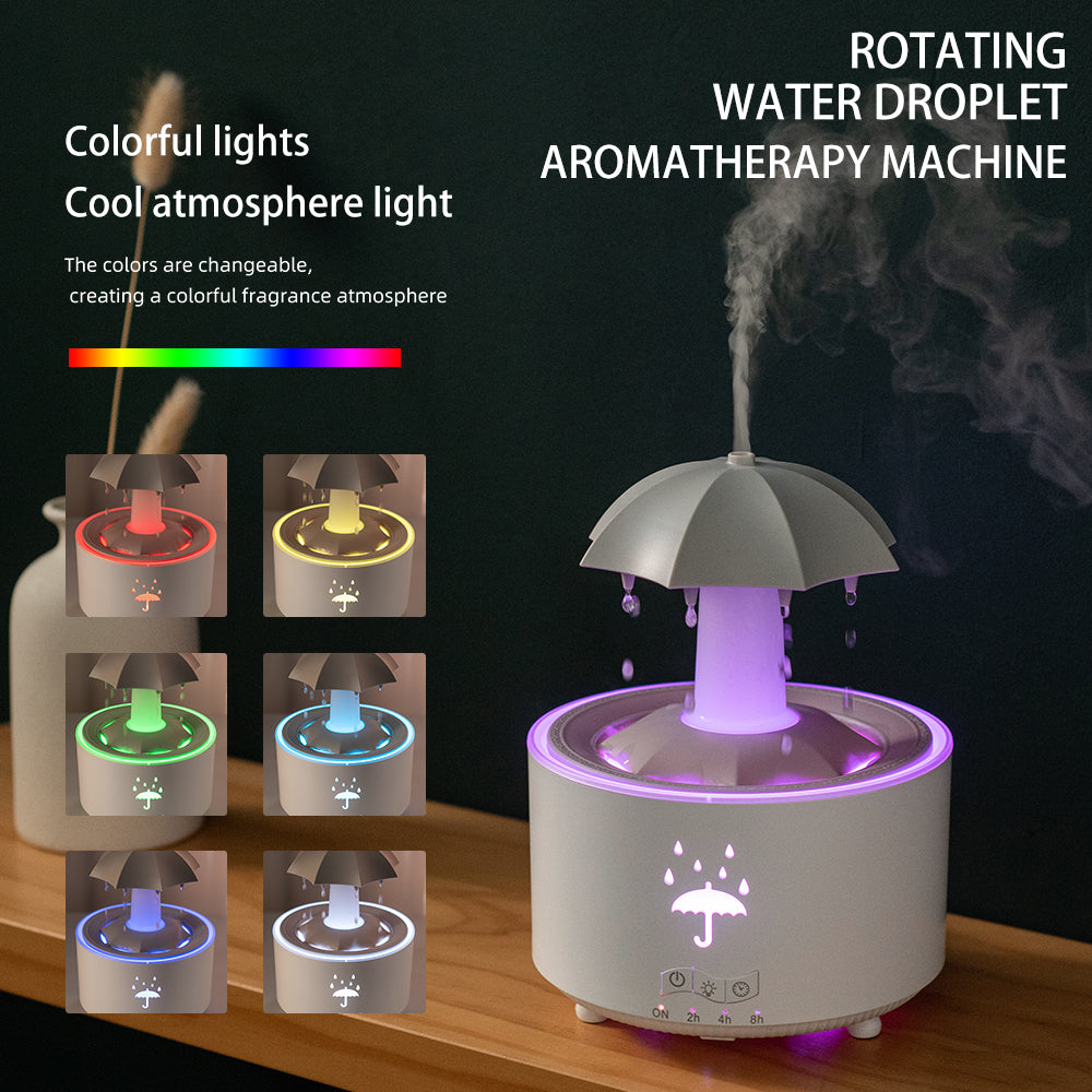 Rotating umbrella water droplet humidifier household heavy fog desktop rainbow lights remote control aromatherapy machine - V.I.P Digital Presence