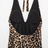 Leopard print halter neck one-piece swimsuit for women - V.I.P Digital Presence