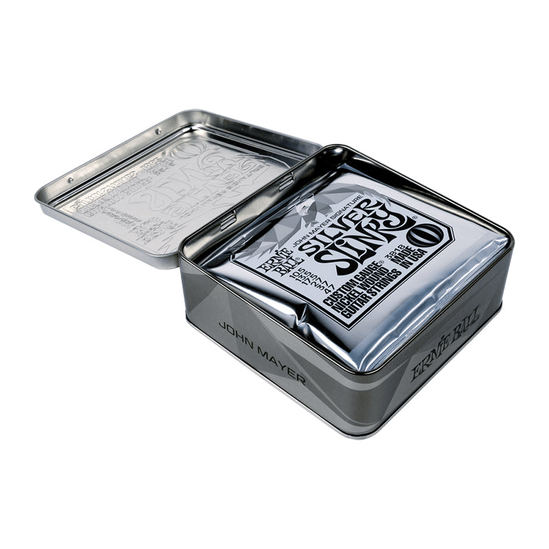 Ernie Ball John Mayer Silver Slinky Nickel Wound Electric Guitar Strings 3-Pack Tin - 10.5-47 Gauge - V.I.P Digital Presence