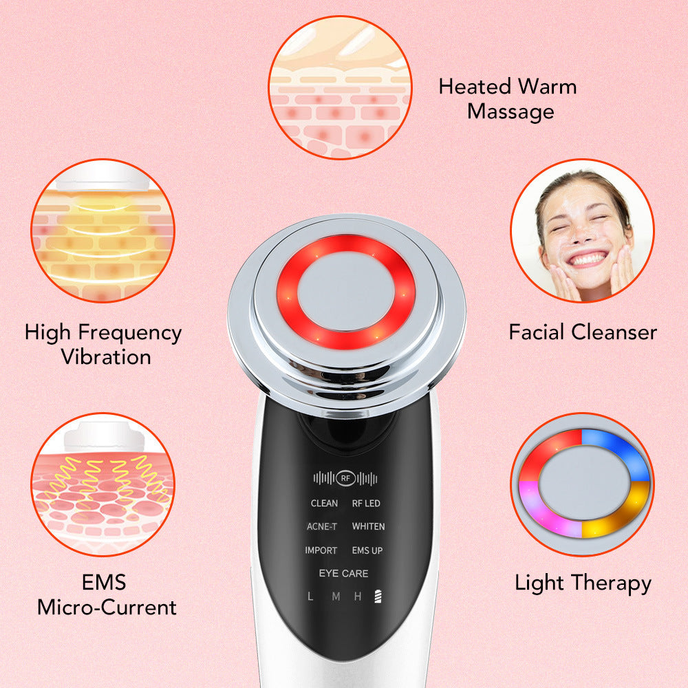 7-in-1 EMS Micro-Current Color Light Vibration LED Beauty Cleansing Import Instrument Face Lift Essence Import Instrument - V.I.P Digital Presence
