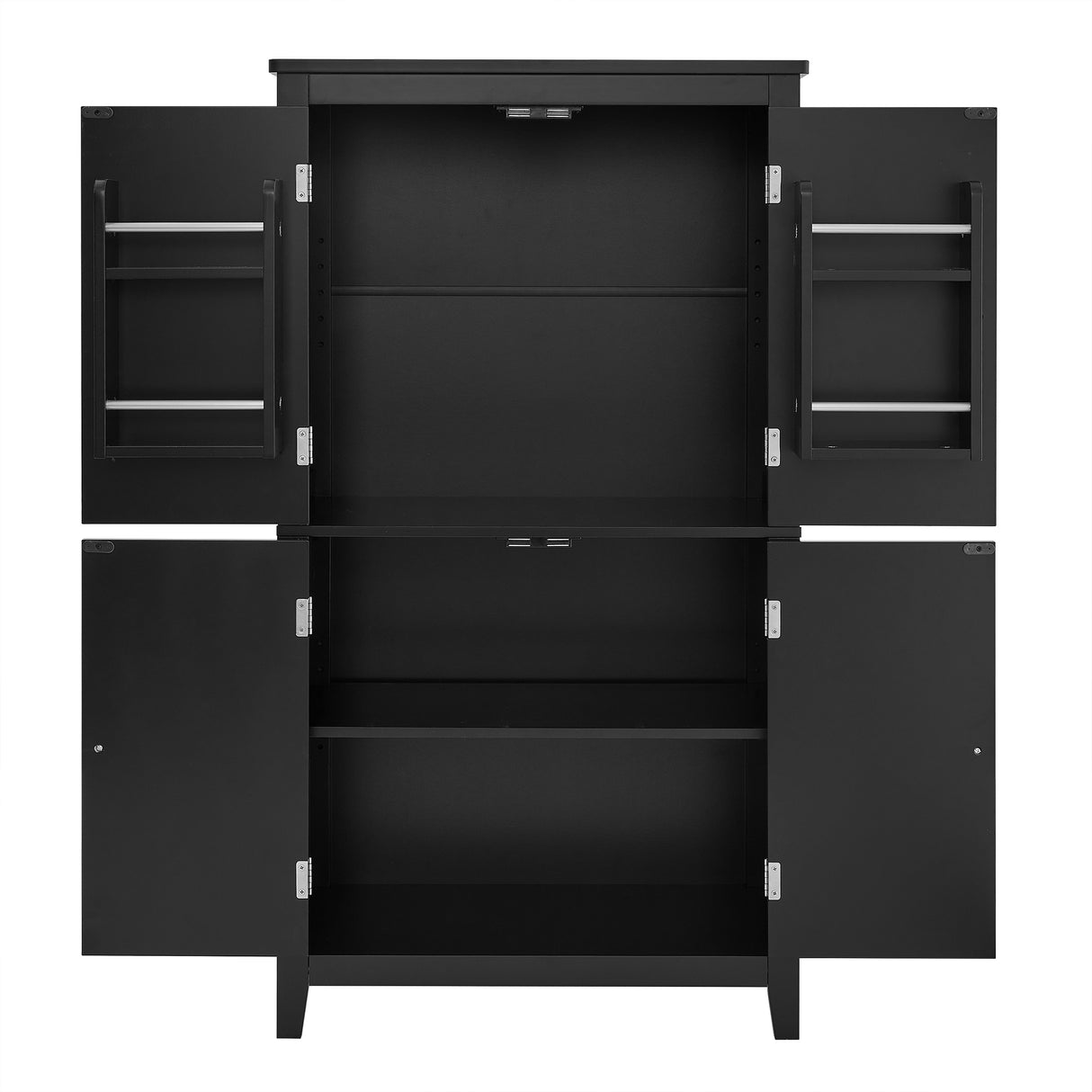 Bathroom floor storage cabinet, bathroom storage cabinet, 4-door independent cabinet, adjustable shelf, adaptive shelf, black - V.I.P Digital Presence