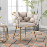Luxury modern simple leisure velvet single sofa chair bedroom manicure table back chair beige - V.I.P Digital Presence