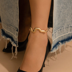Fashionable liquid lava metal ankle bracelet, ankle chain, female personality, irregular geometric texture, ankle ring accessory - V.I.P Digital Presence